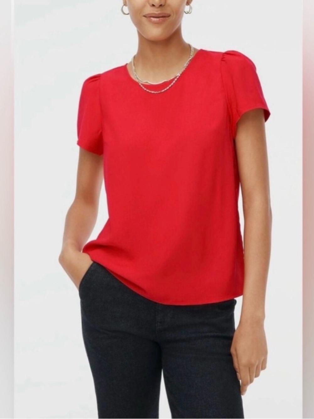 J. Crew Factory - Like New - Short-sleeve crepe top - Red - Size S
